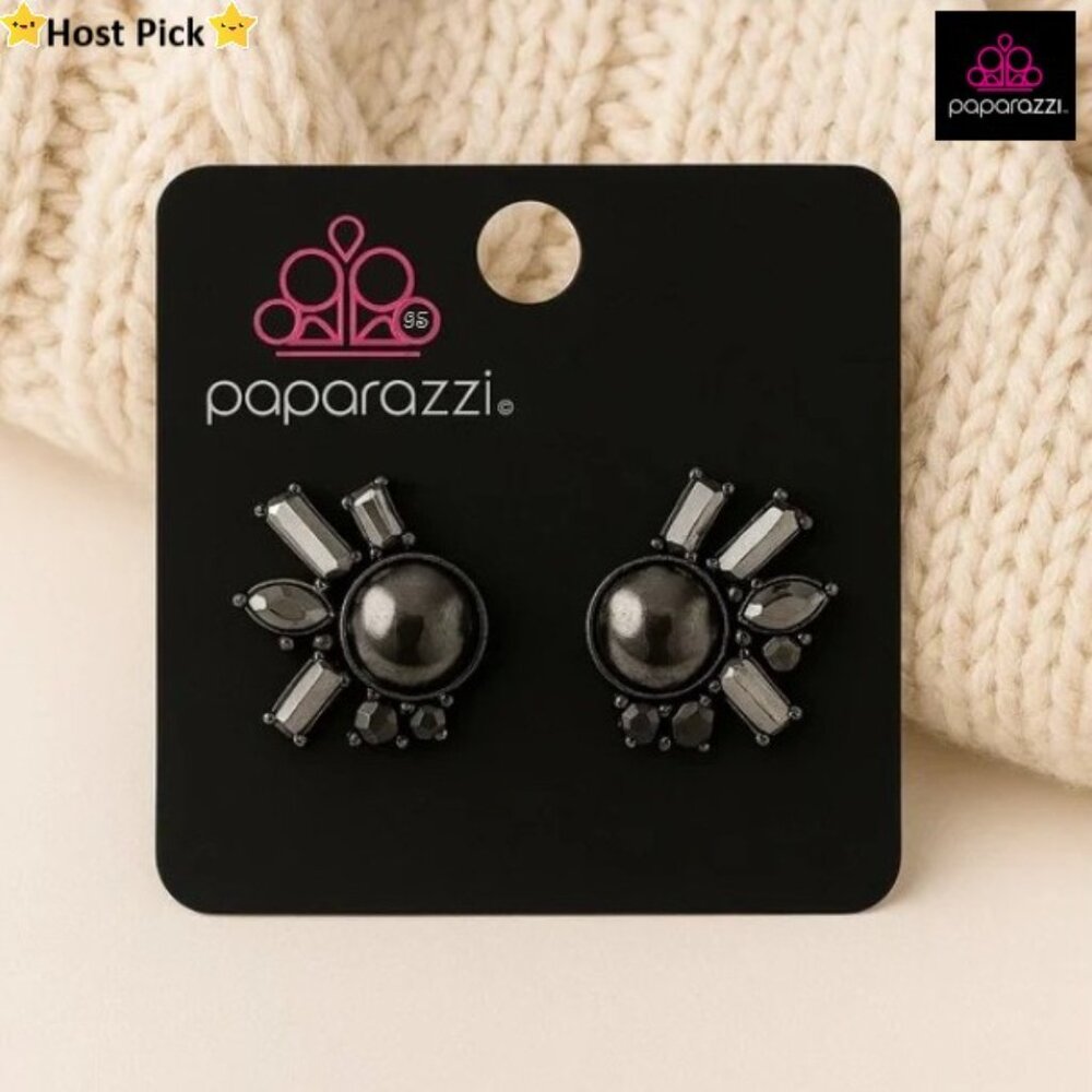 PAPARAZZI “Radical Radiance” Black Metallic Stud Earrings - NWT